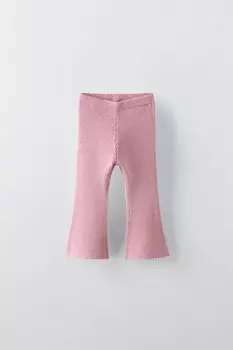 Вязаные расклешенные леггинсы ZARA, средне-розовый