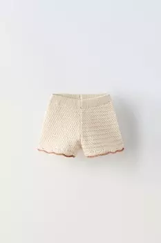 Вязаные шорты-бермуды ZARA, экрю