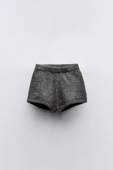 Вязаные шорты-бермуды ZARA, антрацитово-серый