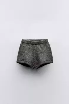 Вязаные шорты-бермуды ZARA, антрацитово-серый