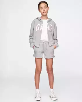 Вязаные шорты для девочки на резинке на шнурках Gap, серый