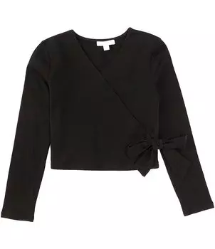 Вязаный балетный топ с длинными рукавами для девочек 7–16 лет GB, черный