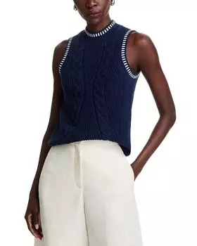 Вязаный безрукавный свитер 525, синий