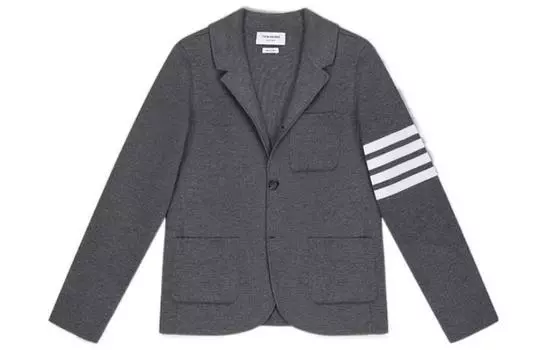 Вязаный блейзер с 4 планками THOM BROWNE, Medium Gray