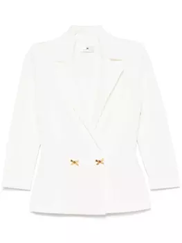 Вязаный блейзер с драгоценными бантами Elisabetta Franchi, белый