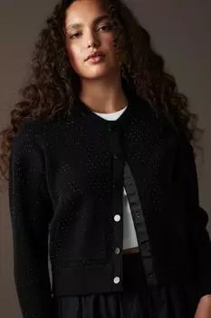 Вязаный бомбер кардиган Next, черный