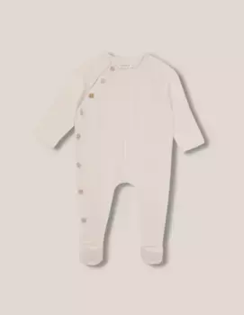 Вязаный детский комбинезон с косами спереди Gocco, белый