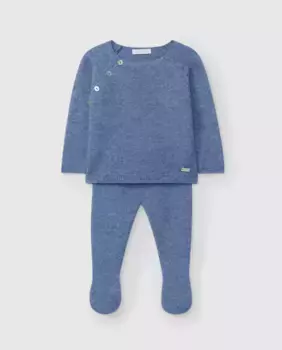 Вязаный детский комплект из 2 предметов Laranjinha, синий