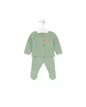 Вязаный детский комплект из свитера и леггинсов Tous, зеленый