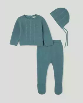 Вязаный детский комплект с капюшоном Coconut El Corte Ingls, цвет 530 Verde Oscuro