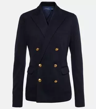 Вязаный двубортный блейзер POLO RALPH LAUREN, синий