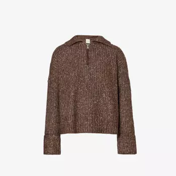 Вязаный джемпер Amelia с полумолнией Varley, цвет coffee bean