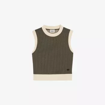 Вязаный джемпер без рукавов Tajus с геометричным узором Claudie Pierlot, цвет bruns