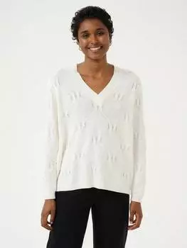 Вязаный джемпер charlie diamond с v-образным вырезом KAFFE, цвет Chalk