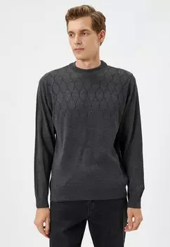 Вязаный джемпер CREW NECK TEXTURED LONG SLEEVE Koton, цвет grey