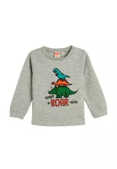 Вязаный джемпер DINOSAUR LONG SLEEVE CREW NECK WAFFLE TEXTURED Koton, цвет grey
