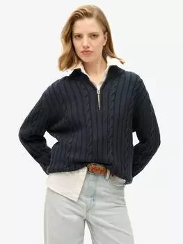 Вязаный джемпер для регби хенли Superdry, цвет Cable Navy