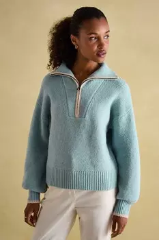 Вязаный джемпер Elmore с застежкой молнией на четверть длины Joules, синий