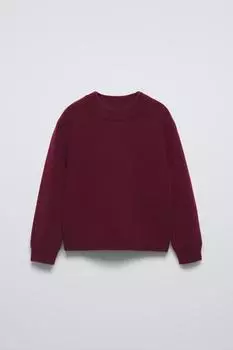 Вязаный джемпер из 100% кашемира ZARA, бордовый