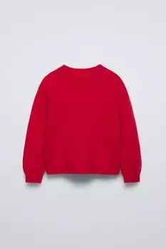 Вязаный джемпер из 100% кашемира ZARA, красный