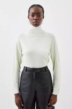 Вязаный джемпер из кашемировой шерсти с воротником-воронкой Karen Millen, желтый