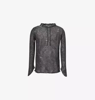 Вязаный джемпер из смеси шерсти альпаки с завязками на шее Vivienne Westwood, серый