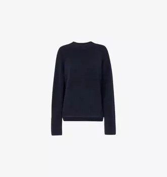 Вязаный джемпер из смеси шерсти с боковыми разрезами Whistles, синий