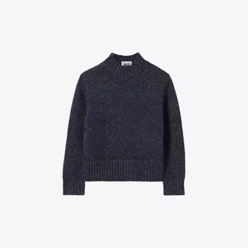 Вязаный джемпер из смеси шерсти с воротником-стойкой Claudie Pierlot, синий