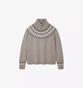 Вязаный джемпер из смеси шерсти с высоким воротом The White Company, цвет oatmealmrl