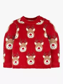 Вязаный джемпер из смесовой шерсти Baby Reindeer JoJo Maman Bb, красный