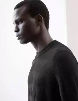 Вязаный джемпер из текстурированного мерсеризованного хлопка Autograph, черный