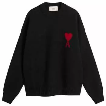 Вязаный джемпер из валяной мериносовой шерсти с круглым вырезом Ami Paris, мультиколор