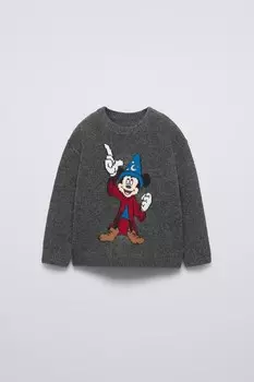 Вязаный джемпер микки маус fantasia disney ZARA, темно-серый