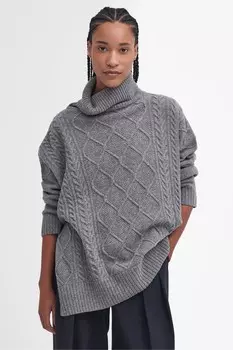 Вязаный джемпер накидка Burne с высоким воротом Barbour, серый