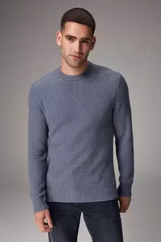 Вязаный джемпер обычного покроя с круглым вырезом Next, голубой