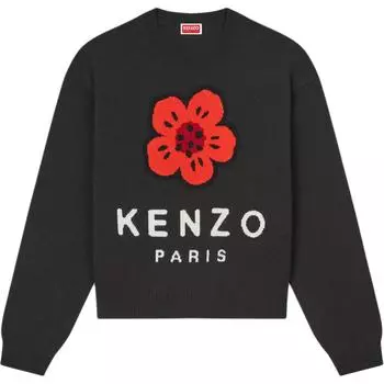 Вязаный джемпер с цветочным принтом «Боке» KENZO, черный