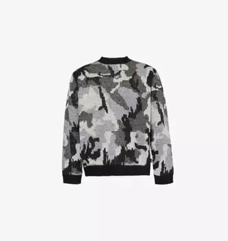 Вязаный джемпер с камуфляжным узором и круглым вырезом. Awake Ny, черный