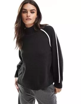 Вязаный джемпер с контрастными серо-белыми вставками French Connection