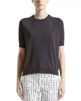 Вязаный джемпер с коротким рукавом и круглым вырезом Peserico, синий