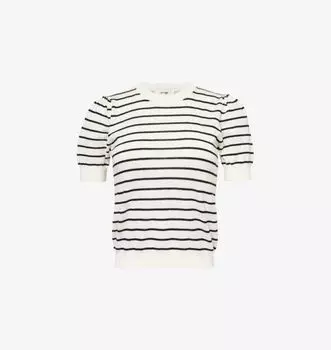 Вязаный джемпер с короткими рукавами и полосатым принтом Frame, мультиколор