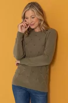 Вязаный джемпер с круглым вырезом Anna Rose, зеленый