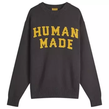 Вязаный джемпер с круглым вырезом и принтом белого медведя Human Made, черный