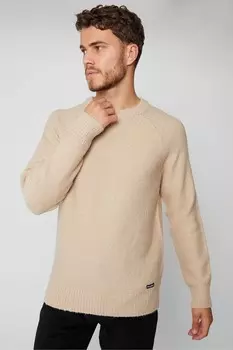 Вязаный джемпер с круглым вырезом и рукавами реглан Threadbare, бежевый