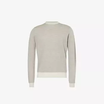 Вязаный джемпер с круглым вырезом из текстурированной мериносовой шерсти John Smedley, серый