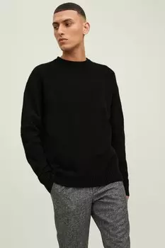 Вязаный джемпер с круглым вырезом Jack & Jones, черный