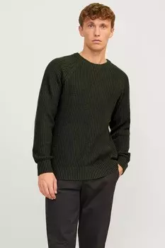 Вязаный джемпер с круглым вырезом Jack & Jones, зеленый