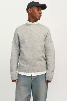 Вязаный джемпер с круглым вырезом Jack & Jones, серый