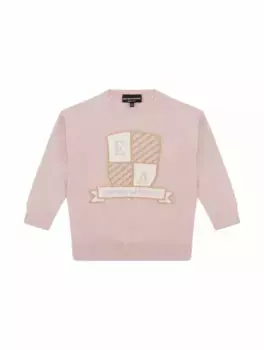 Вязаный джемпер с логотипом EMPORIO ARMANI, розовый