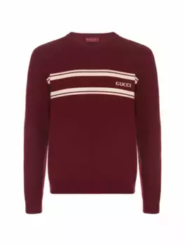 Вязаный джемпер с логотипом Gucci, бордовый
