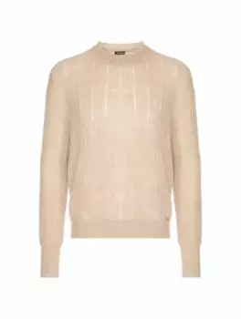 Вязаный джемпер с логотипом Kiton, бежевый